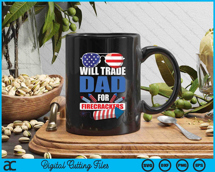 Boys 4th Of July Kids Trade Dad For Firecrackers SVG PNG Digital Cutting Files