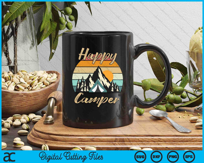 Funny Camping Hiking Lover Present Happy Camper Gift SVG PNG Digital Cutting File