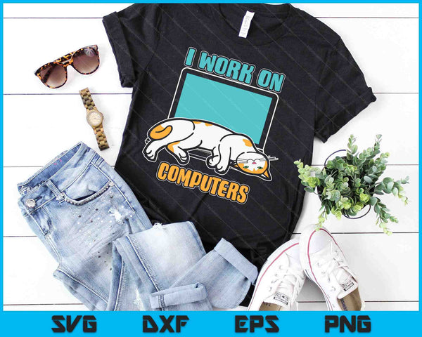 Grappige katten en computers Halloween Kitty voor dierenliefhebbers SVG PNG snijden afdrukbare bestanden - on a t-shirt