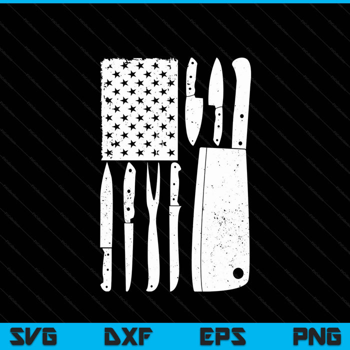 Chef Knife American Flag Design For Men Women Patriot SVG PNG Digital Cutting Files