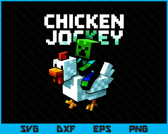 Funny Chicken Jockey Zombie Pixel Art Gamer SVG PNG Digital Printable Files