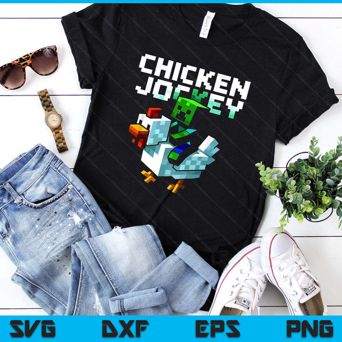 Funny Chicken Jockey Zombie Pixel Art Gamer SVG PNG Digital Printable Files
