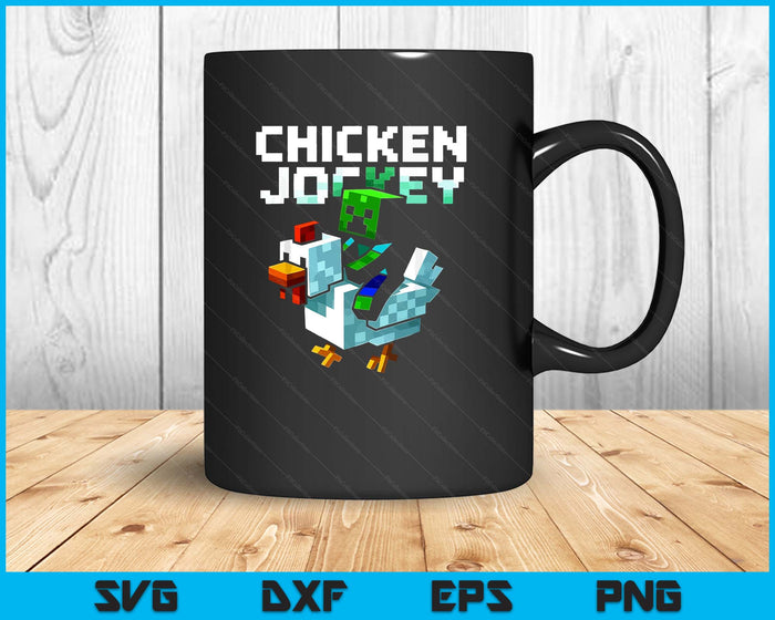 Funny Chicken Jockey Zombie Pixel Art Gamer SVG PNG Digital Printable Files