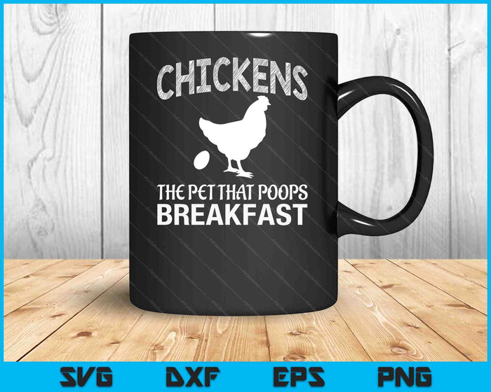 Kippen het huisdier dat poept ontbijt SVG PNG digitale snijbestanden