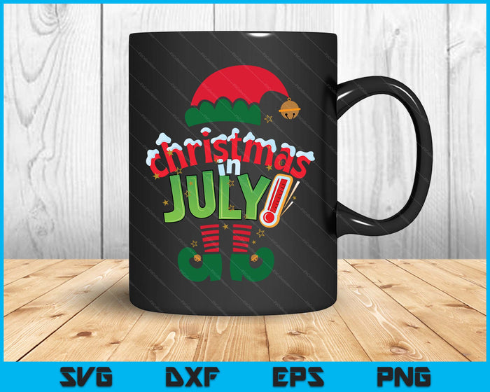 Funny Christmas In July Shirt Summer Elf Santa Xmas SVG PNG Digital Printable Files