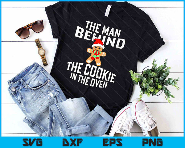 Grappige kerst zwangerschap Shirt Man achter Cookie papa als SVG PNG digitale snijbestanden