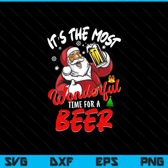 Christmas Santa claus drinking beer wonderful time SVG cut file