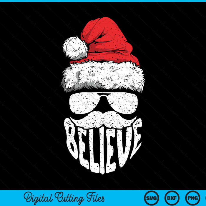 Christmas Santa claus face sunglasses hat beard Xmas SVG cut file