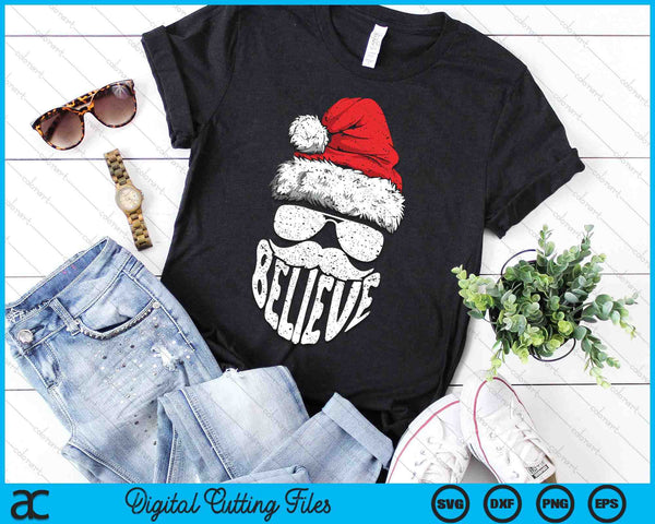 Funny Christmas Santa Claus Face Sunglasses Hat Beard Xmas SVG PNG Digital Printable Files