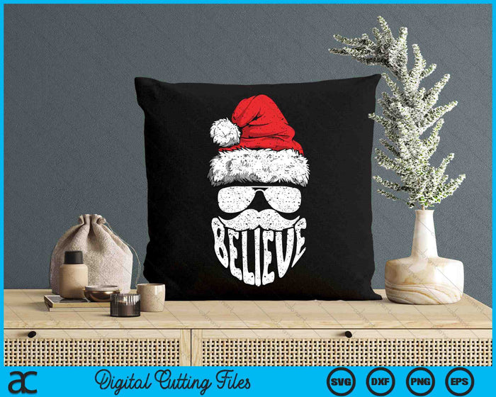 Funny Christmas Santa Claus Face Sunglasses Hat Beard Xmas SVG PNG Digital Printable Files