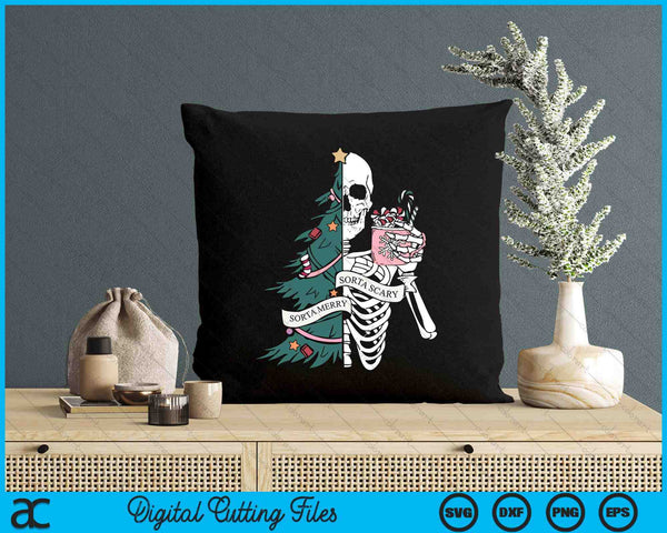 Christmas Sorta Merry Sorta Scary Skeleton Xmas Tree SVG PNG Digital Cutting Files