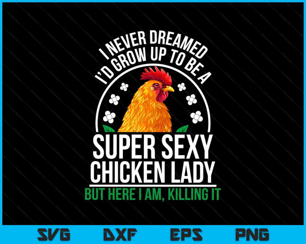 Crazy chicken farmer lady women SVG cut file