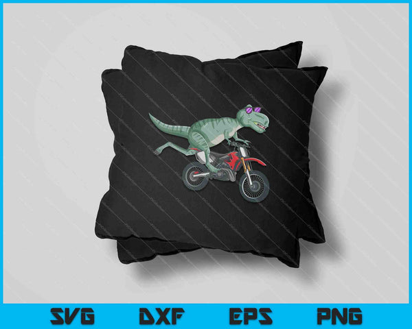 Divertido Dino en Dirt Bike T-Rex Lover Rider Motociclismo SVG PNG Cortando archivos imprimibles
