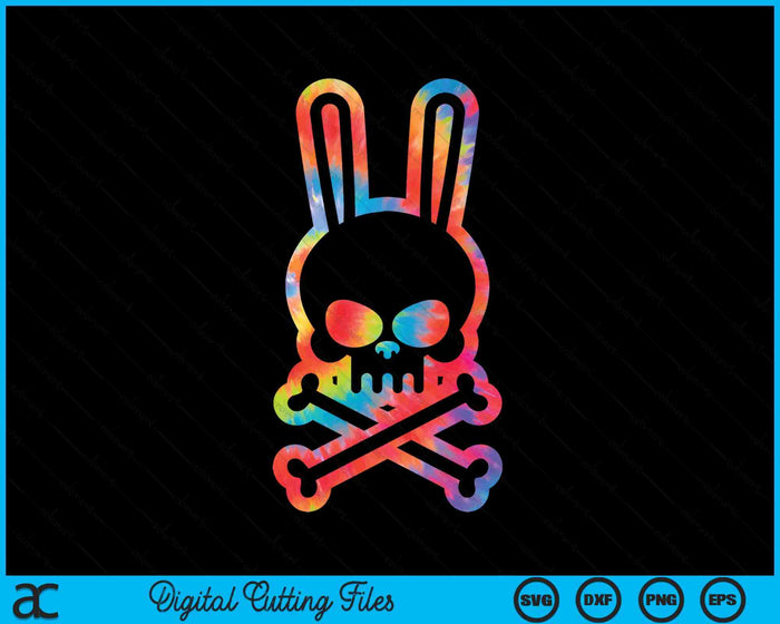 Funny Easter Bunny Retro Tie Dye bunny Skull Cross Bone SVG PNG Digital Printable Files