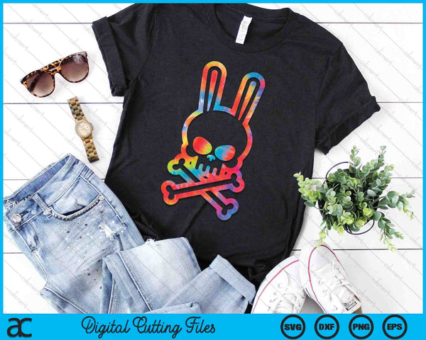 Funny Easter Bunny Retro Tie Dye bunny Skull Cross Bone SVG PNG Digital Printable Files