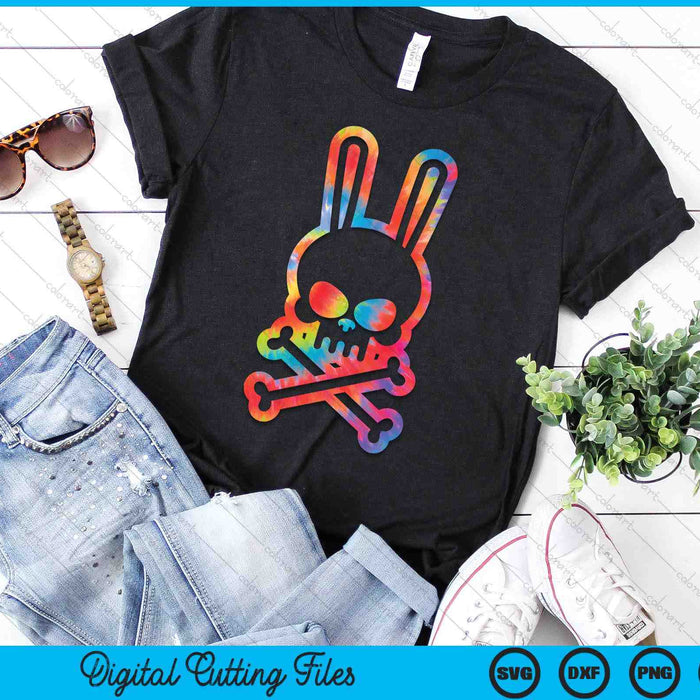 Funny Easter Bunny Retro Tie Dye bunny Skull Cross Bone SVG PNG Digital Printable Files