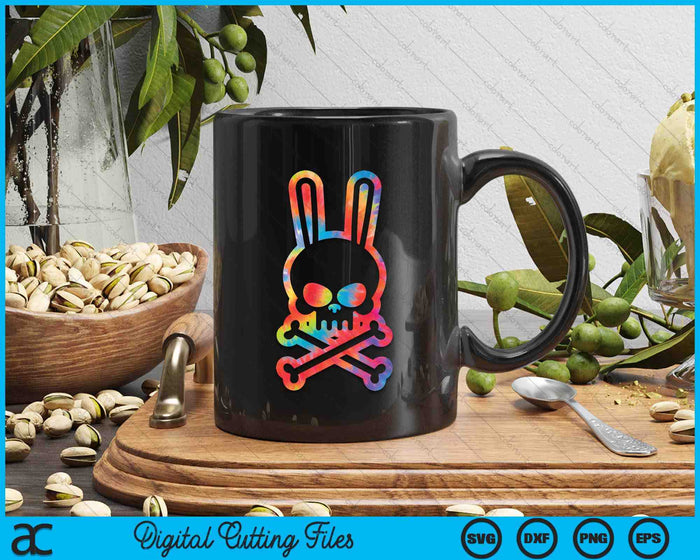 Funny Easter Bunny Retro Tie Dye bunny Skull Cross Bone SVG PNG Digital Printable Files