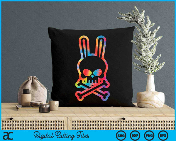 Funny Easter Bunny Retro Tie Dye bunny Skull Cross Bone SVG PNG Digital Printable Files