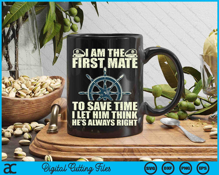 Funny First Mate For Men Women Pontoon Boat Captain Boating SVG PNG Digital Printable Files