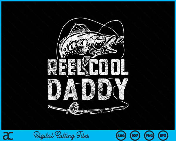 Divertido carrete de pescador Cool Daddy pesca SVG PNG cortando archivos imprimibles