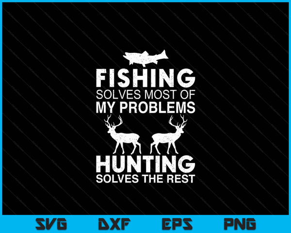 Vissen en jagen cadeau Kerstmis Humor Hunter Cool SVG PNG digitale snijbestanden