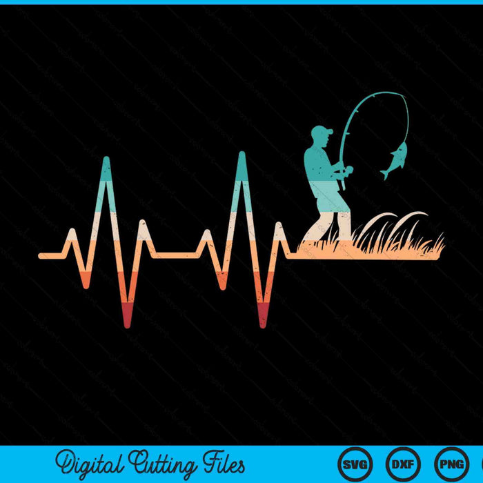 Fishing heartbeat bass fish retro fisherman SVG cut file
