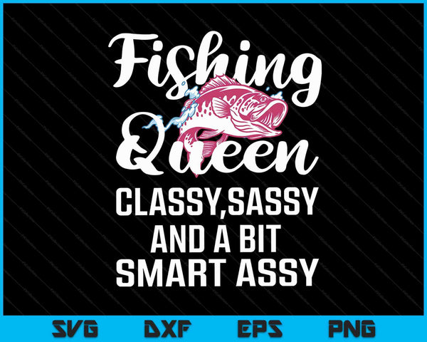 Vissen koningin ontwerp voor vrouwen dames visserijliefhebbers SVG PNG digitale snijbestanden 