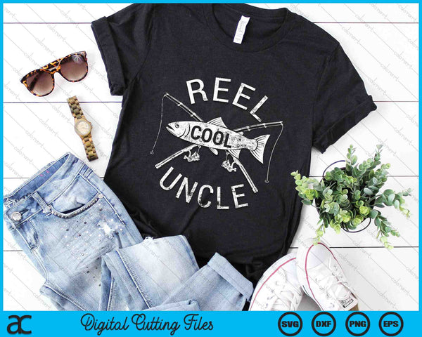 Funny Fishing Reel Cool Uncle SVG PNG Digital Cutting Files - on a t-shirt