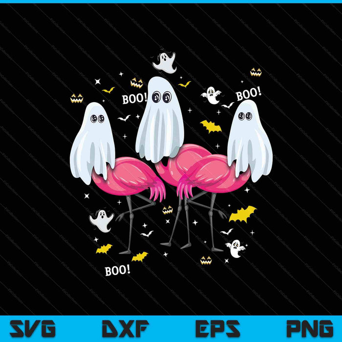Funny Flamingo Boo Halloween Party SVG PNG Digital Printable Files