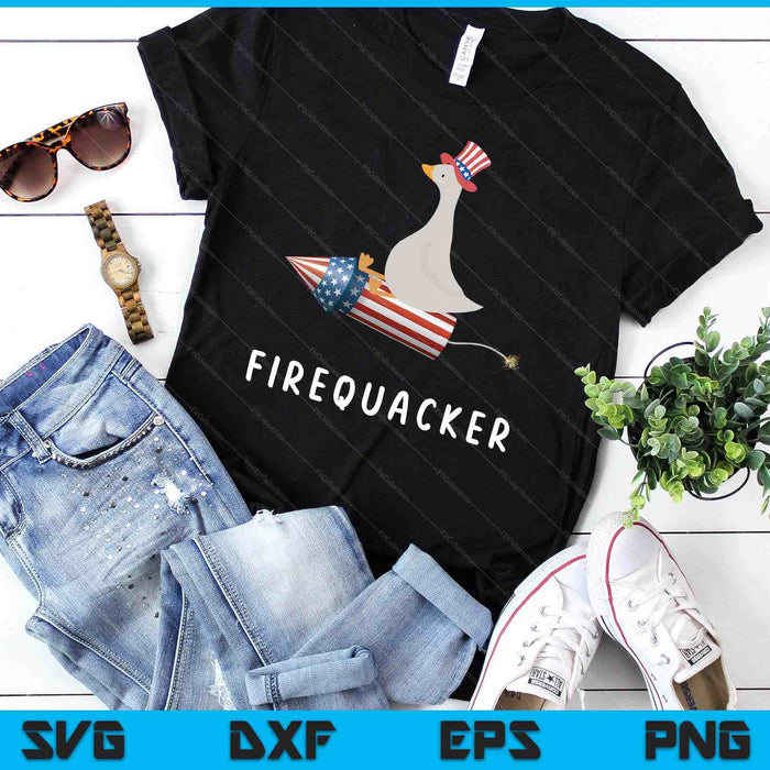 Funny Goose Fourth Of July Firequacker Independence Day Cute SVG PNG Digital Printable Files