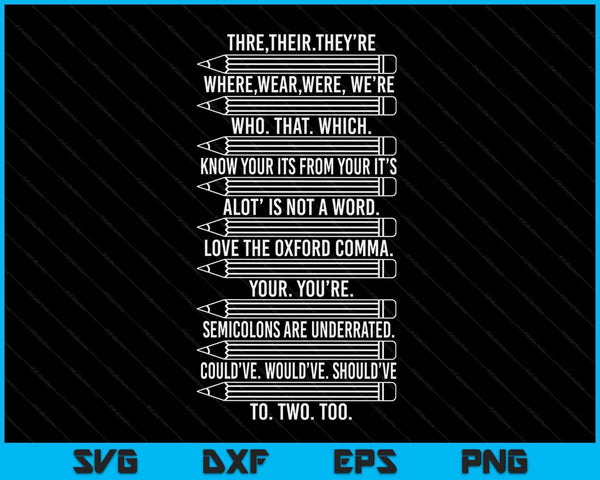 Funny Grammar Police Grammar Nazy English Writing Teacher SVG PNG Digital Printable Files