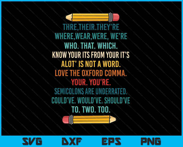 Funny Grammar Police Grammar Nazy English Writing Teacher SVG PNG Cutting Printable Files
