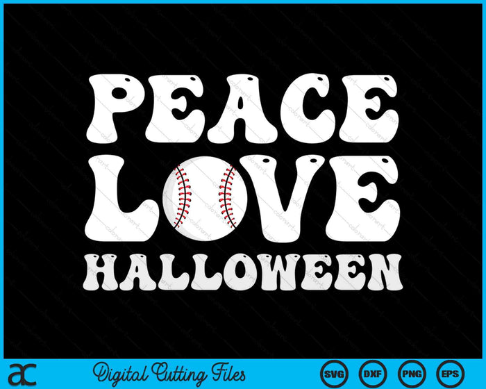 Funny Halloween Baseball Costume Peace Love Halloween SVG PNG Digital Cutting Files