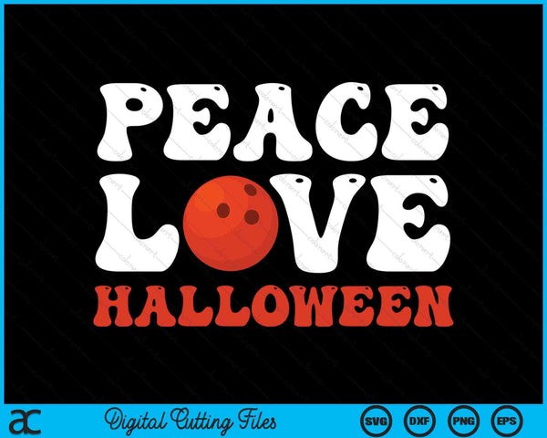 Halloween Bowling Costume Peace Love Halloween SVG PNG Digital Cutting Files