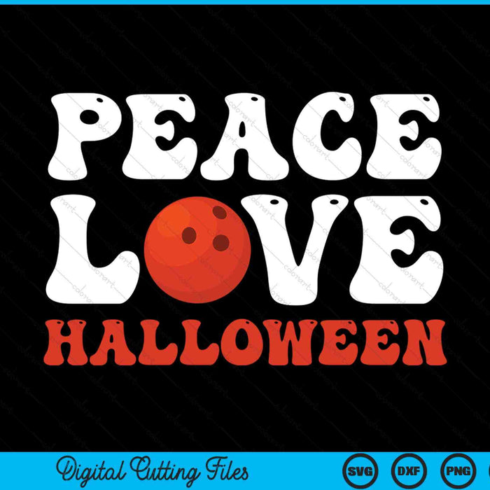 Halloween Bowling Costume Peace Love Halloween SVG PNG Digital Cutting Files