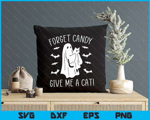 Funny Halloween Cat Ghost Forget Candy Give Me Cat Halloween SVG PNG Digital Cutting Files