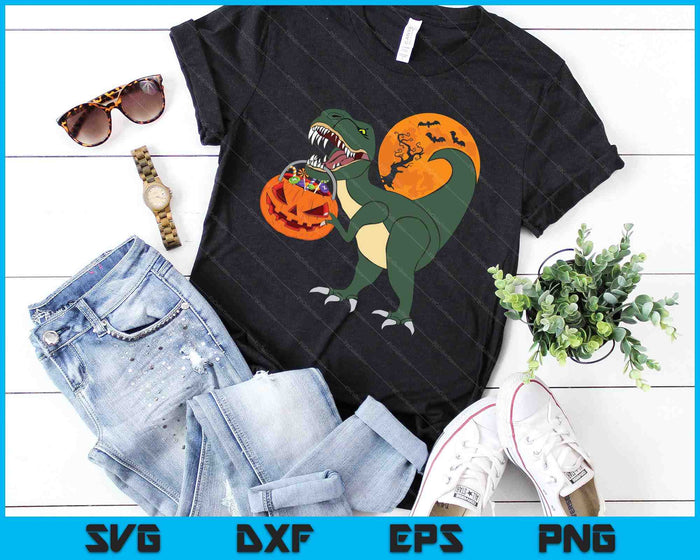 Funny Halloween Dinosaur Pumpkin Scary T Rex Halloween SVG PNG Digital Cutting File