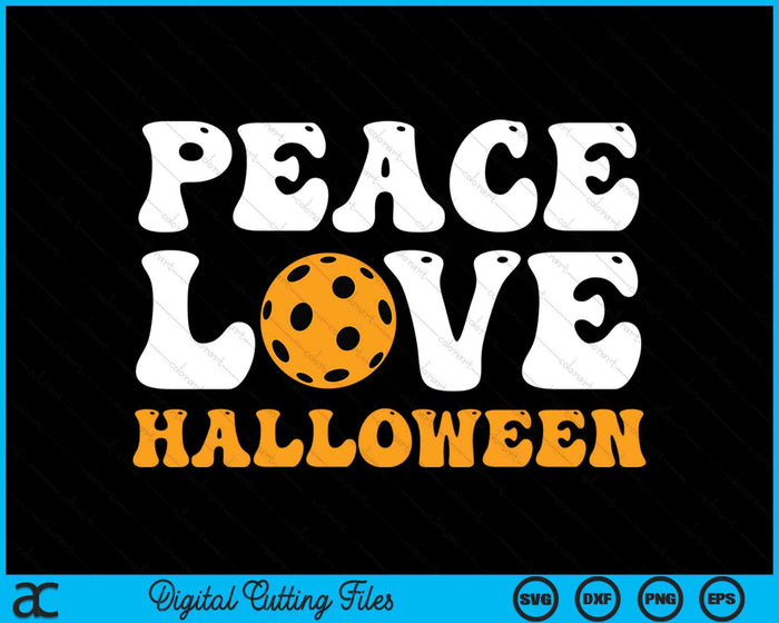 Halloween Pickleball Costume Peace Love Halloween SVG PNG Digital Cutting Files