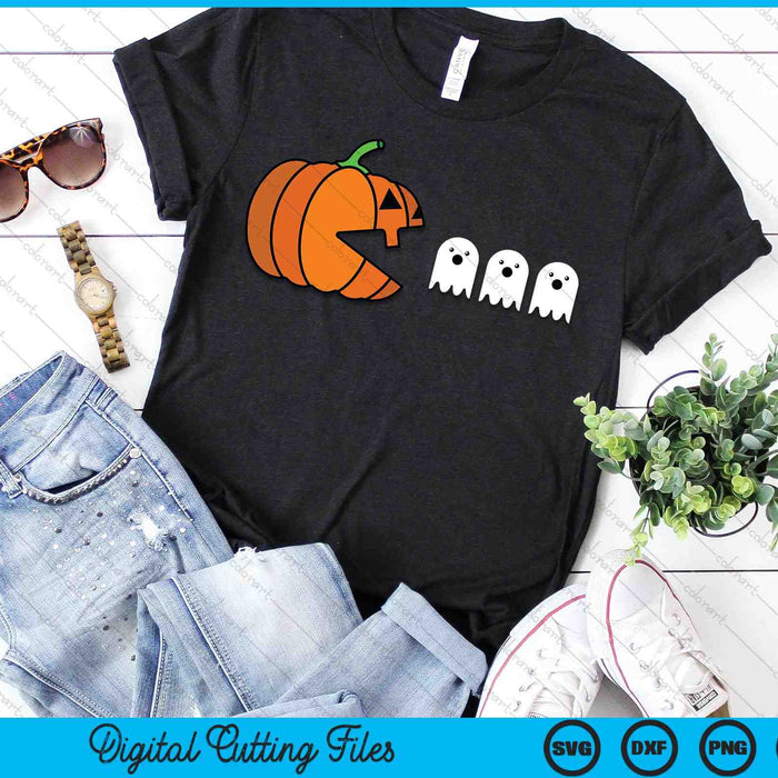 Halloween Pumpkin Eating Ghost Gaming SVG PNG Digital Cutting Files
