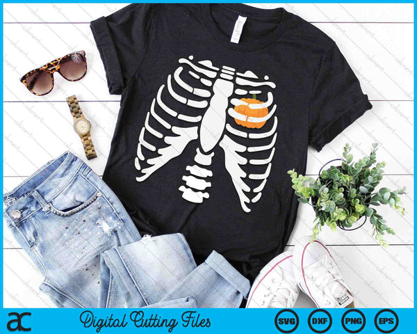 Funny Halloween Skeleton Rib Cage X-Ray Pumpkin Heart SVG PNG Digital Printable Files