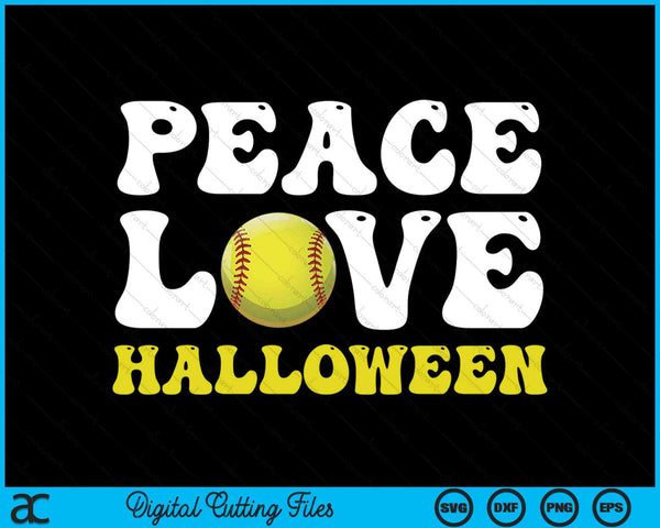 Halloween Softball Costume Peace Love Halloween SVG PNG Digital Cutting Files