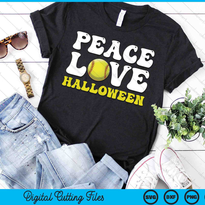 Halloween Softball Costume Peace Love Halloween SVG PNG Digital Cutting Files