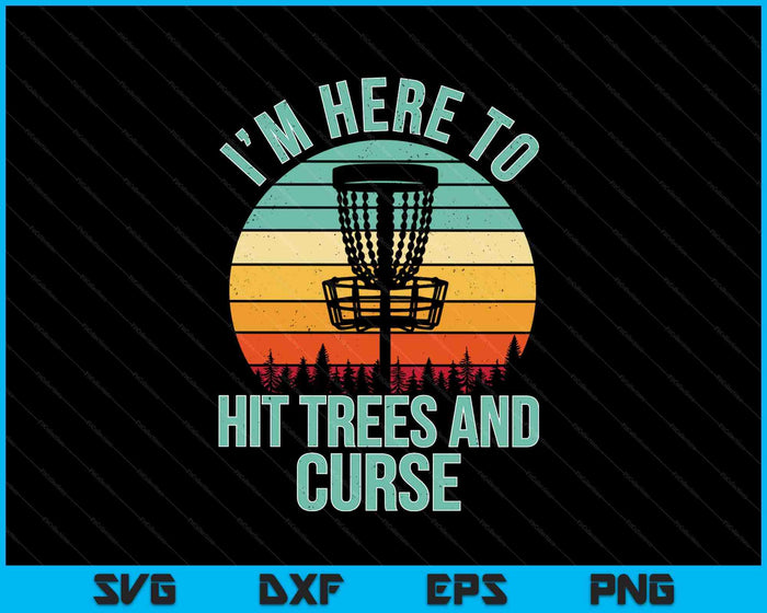 Grappige Hit bomen en vloek Retro Disc Golf SVG PNG snijden afdrukbare bestanden