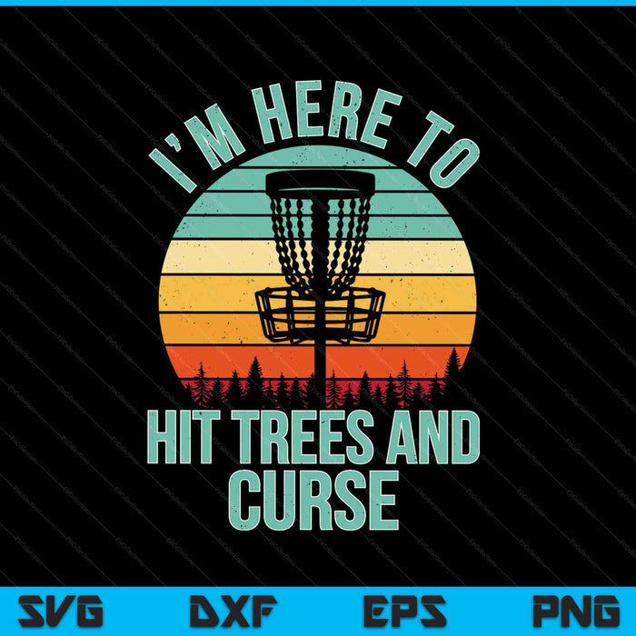 Grappige Hit bomen en vloek Retro Disc Golf SVG PNG snijden afdrukbare bestanden