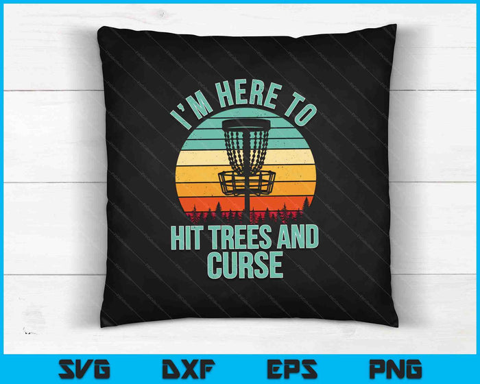 Grappige Hit bomen en vloek Retro Disc Golf SVG PNG snijden afdrukbare bestanden