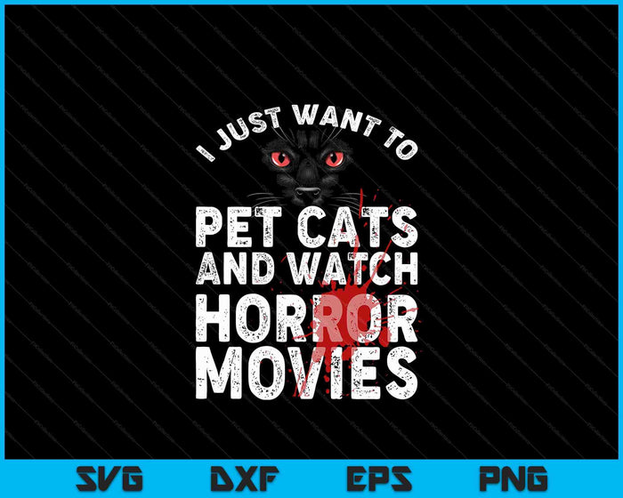 Horrorfilm voor mannen vrouwen Cat Lover Halloween film SVG PNG digitale snijbestanden