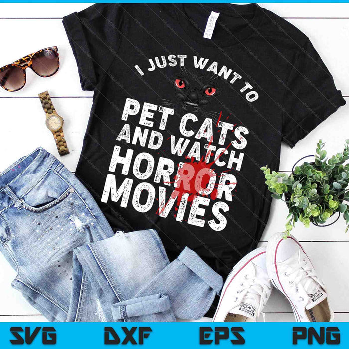 Horrorfilm voor mannen vrouwen Cat Lover Halloween film SVG PNG digitale snijbestanden