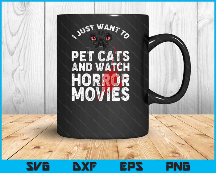 Horror Movie For Men Women Cat Lover Halloween Movie SVG PNG Digital Cutting Files