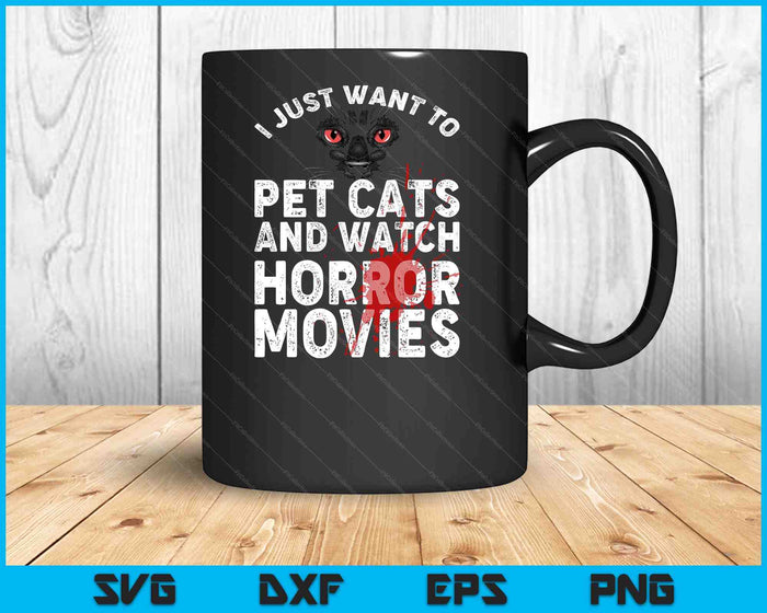 Horrorfilm voor mannen vrouwen Cat Lover Halloween film SVG PNG digitale snijbestanden