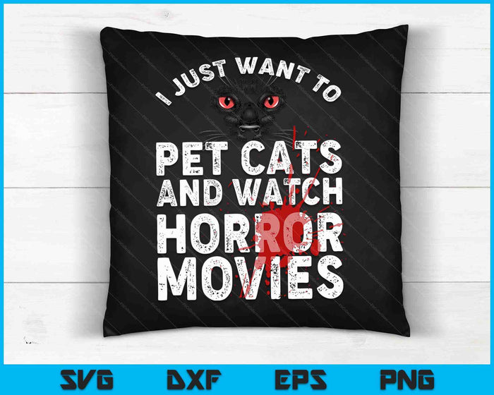 Horrorfilm voor mannen vrouwen Cat Lover Halloween film SVG PNG digitale snijbestanden